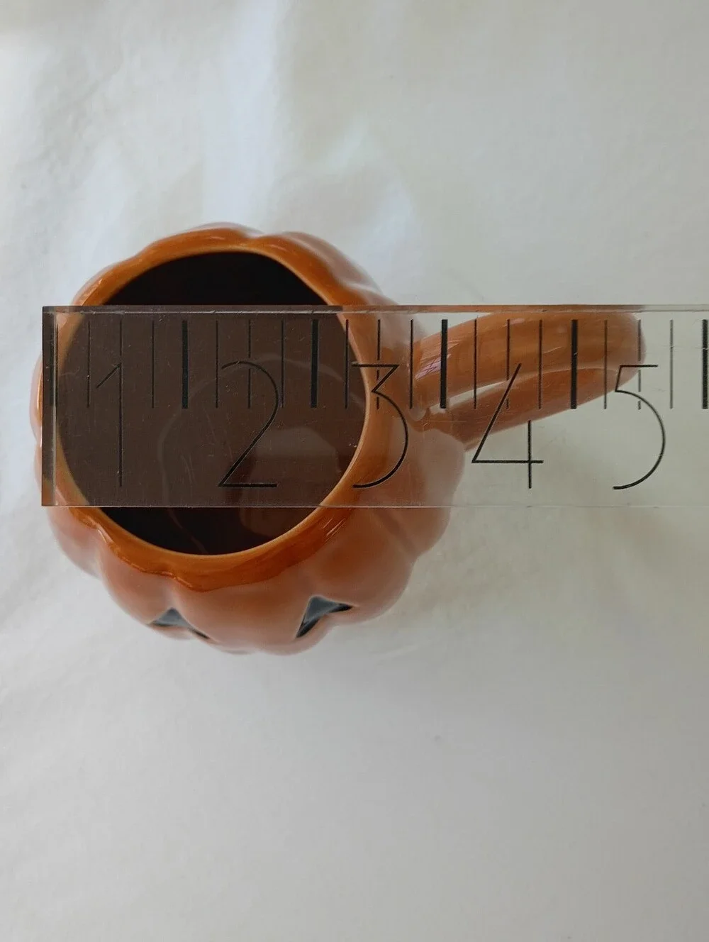 Pottery Barn Pumpkin Mug Halloween Jack O Lantern JOL Figural Orange 18 Oz